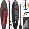 ECD Germany Gonfiabile Stand Up Paddle Board Makani, 320x80x15 cm, nero/rosso, PVC, fino a 120 kg, set completo pompa borsa da trasporto