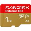 SanDisk Extreme GO, 1 TB, MicroSDXC, UHS-I, 240 MB/s, 160 MB/s, Classe 3 (U3)