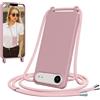 Jrkvniv Cover per iPhone 17 Air con Cordino, Morbido TPU Silicone Case con Laccio Tracolla, Regolabile e Rimovibile, Antiurto AntiGraffio Case per iPhone 17 Air, Rosa