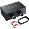 PROZOR Commutatore Audio RCA Bidirezionale 4x2 / 2x4 con 1.5m Cavo RCA Dorato Selettore Stereo L/R con Pulsante OFF, Stereo Audio Switch Bidirezionale per TV, Console, Amplificatore, Lettore DVD