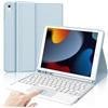 IVEOPPE Tastiera per iPad 9/8/7 Generazione 10.2 Pollici/Pro 10.5/iPad Air 3 10.5 | Cover Keyboard Touchpad Magnetico Staccabile, Italiano QWERTY, Custodia Tastiera Senza Fili Bluetooth con Portapenna, Blu