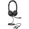 Jabra Evolve2 30 SE (versione 2025) Cuffie a doppio orecchio con microfono per lavoro - Cuffie per computer - Cavo USB-A e USB-C - Certificato Microsoft Teams - Funziona con tutte le piattaforme per