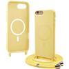 Bigcousin Magnetica Cover con Cordino per iPhone 8 / iPhone SE 2020/2022,[Compatibile con MagSafe], Cover in Silicone, Regolabile Cordino da Collo Nylon Catena Collana Tracolla,Giallo