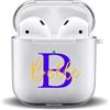 LING Ling's Design Custodia nome iniziale personalizzato compatibile con AirPods 4 2 1 | bifacciale custodia trasparente personalizzata portachiavi cordino per cinturino Custodia cuffie