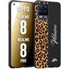 CUSTOMIZZA - Custodia cover nera morbida in tpu compatibile per Realme 8-8 PRO custom nome scritta leopardato maculato donna marrone leopard