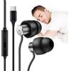AGPTEK Auricolare per Sonno,Mini in Morbido Silicone | con Connettore USB C,Super Comodi con Microfono e Controllo del Volume,Nero