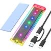 ELUTENG NVME - Alloggiamento M.2 trasparente, USB 3.1, 10 Gbps, con luci LED colorate, alloggiamento per disco rigido esterno trasparente con cavi USB C a C/A, per NVMe PCIe M-Key in 2230 2242 2260