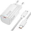 JiCghemg Caricatore rapido USB C 90 W, HyperCharge ricarica Turbo GAN adattatore, per Xiaomi 15 14 13 Ultra Poco F7 Pro Poco F6 5G Redmi Note 14 13T 12S Redmi K80 K70E, 90 W Mini adattatori e cavo C-C da 1,5 m