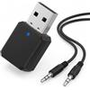 Xevtrak Adattatore audio Bluetooth per auto, USB Bluetooth 5.1 con doppia uscita AUX USB, ricevitore Bluetooth chiamate vivavoce, Cle US B Bluetooth Plug and Play per Dongle Altoparlante