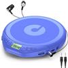 Gueray Lettore CD Portatile Personale con Cuffie Display LCD Protezione Anti-Skip HiFi Classic CD Music Player Supporto Funzione di Memoria PROG Lettore CD per Auto Casa (Blu)