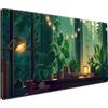 DCJJM Tappetino da scrivania carino verde Lofi con piante, tappetino per mouse, estetica della foresta anime, tappetino da scrivania naturale, tappetino per mouse esteso da gioco XXL per PC, laptop,