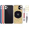 BAYERQ Vetro posteriore di ricambio compatibile con iPhone 12, cover in vetro (nero)