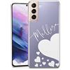 TULLUN Custodia personalizzata per Samsung Galaxy S10 Lite, in morbido gel trasparente, cover personalizzata con cuore con le tue iniziali, testo con nome e nome grande bianco