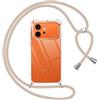 Pnakqil Cover per Honor 600 5G con Cordino, Trasparente Custodia con Laccio Tracolla Cellulare Girocollo Collana Protettiva per Honor 600 6,57 Pollic, Khaki