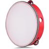 Flexzion Tamburello portatile in legno 5 coppie jingles, Tamburello strumento musicale sonagli per bambini adulti gioco regalo KTV, Tamburello a percussione tenuto in mano (8 Pollici / 20cm Rosso)