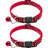 CCUUHJ Collare riflettente per gatti con chiusura di sicurezza e campanella, 2 pezzi, regolabile, 19-32 cm (rosso)