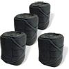 Pferdelinis Fasce in pile per cavallo con chiusura- Set di 4 bende in pile per cavallo con pratica borsa portaoggetti (Warmblood (Full), colore: nero