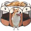 Exquilnova Parco portatile per cuccioli, pieghevole, per appartamento, per interni in tessuto Oxford impermeabile per cani, gatti, conigli, 74 x 74 x 43 cm (marrone)