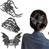 Abeillo 3 fermagli in metallo, a forma di ragno, a forma di pipistrello, stile gotico, nero, accessori per lo styling dei capelli, per donne e feste di Halloween