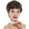 WIG ME UP-GF-W355A-G677 Psarrucca Donna Corta Pixie cut Ondulata Castano Grigio Mélange