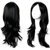 Gairyan Parrucca Nera Lunga Ondulata Cosplay Parrucca Riccia per Donna 70cm Cosplay Anime Wig Parrucche con Frangia Capelli Sintetici Mossi per Halloween Carnevale Costume Feste a Tema