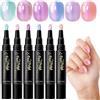 Generico Pennarello per Unghie,Strumenti Per Manicure A Base D'Acqua 6 Colori,Kit Pennarelli Nail Design Asciugatura Rapida - Per Principianti Donne Casa Feste Viaggi Matrimoni Appuntamenti E Pratica Quotidian