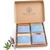 Essenze della Natura Cofanetto Set Regalo Saponi Artigianali Naturali, 4 Saponette da 100 g Fatte a Mano in Italia, Lavorazione a Freddo, Lavanda Limone, Latte di Capra, Argilla Verde Tea Tree, Profumi d'Oriente