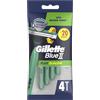 Gillette Blue II Plus Slalom - 4 rasoi usa e getta, due lame rivestite in platino, striscia di lubrificazione attivata con acqua, manico facile da impugnare, testa girevole, 5 rasature lisce e chiuse