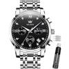 OLEVS Male Wrist Watches, Analog Quartz Business Stainless Steel Waterproof Luminous Watches Luxury Casual Big Diamond Dial Date Multi-Function Chronograph Watches for Man…