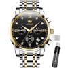 OLEVS Male Wrist Watches, Analog Quartz Business Stainless Steel Waterproof Luminous Watches Luxury Casual Big Diamond Dial Date Multi-Function Chronograph Watches for Man…
