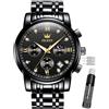 OLEVS Male Wrist Watches, Analog Quartz Business Stainless Steel Waterproof Luminous Watches Luxury Casual Big Diamond Dial Date Multi-Function Chronograph Watches for Man…