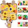LUMS Busy Board Montessori 1 Anno - Libro Montessori Interattivo per Bambini 1 2 3 Anni, Busy Book Sensoriale in Feltro, Giochi da Viaggio in Auto e Aereo con 6 Marionette da Dito
