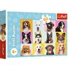 Trefl - Cani Carini - Puzzle 60 pezzi - Puzzle Colorati con Animali, Cani, Collage, Intrattenimento Creativo, Divertimento per Bambini a Partire da 4 anni