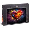 Ulmer Puzzleschmiede Puzzle da 1000 pezzi, motivo cuore esplosivo con particelle di colore brillante e forte emozione, design artistico espressivo, qualità puzzle, made in Germany
