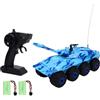 WAHEWUD Carro armato RC giocattolo in scala 1/32 2.4GHz anfibio 8 ruote motrici Veicolo telecomandato Rotazione a 360 gradi Arrampicata su tutti i terreni RC Auto per bambini Adulti (Blu 2 batterie)