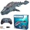 Adius Barca Telecomandata Mosasaurus 2.4GHz, Nuotatore con Luce Spray RC per Bambini, di simulazione Mosasaurus, Piscine e Laghi Giocattolo Spruzzare Acqua (Grigio)