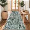 Capslpad Tappeto passatoia per corridoio, 80 x 300 cm, verde, astratto, lavabile, antiscivolo, da cucina, moderno, minimalista, in lana sintetica, per soggiorno, camera da letto