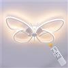 Lichtsse Plafoniera a LED, lampada da soffitto creativo farfalle, 42W 3150lm 64cm, con telecomando dimmerabile 3000-6000K, bianche moderne applique per soggiorno camera da letto camera dei bambini