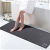 RUERYA Grande tappeto da bagno extra lungo a rapido asciugatura, super assorbente, con retro in gomma antiscivolo, per bagno, vasca, doccia, lavandino, grigio scuro (43,2 x 150 cm)