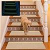 BUERPINKING 15 tappetini per gradini con strisce Glow Dark, autoadesivi, 76 x 20 cm, per scale in legno, retro in TPE, 100% poliestere, per bambini e anziani (beige)