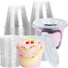 Lekeeu Tazze Bicchieri da Dessert con Coperchio Plastica 50 Pezzi 10oz | Tazze da Dessert Coppa Trasparente Bicchieri Mini Coppette Riutilizzabil per Mousse Budini Gelati Feste Picnic Matrimoni