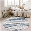 Tomifine Tappeto Rotondo Tessuto con Nappe Stampa Geometrica Grigio Chiaro 120cm Lavabile Antiscivolo