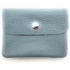 Lemasi Mini portafoglio in pelle, made in Italy, vera pelle bovina, compatto, 11 x 8,5 cm, leggero 50 g, 3 scomparti, bottone automatico, per uomo e donna, portamonete, Colore: blu colomba, S, Minimalista