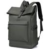 Kommodum - Zaino Rolltop Casual in Membrana PU impermeabile Borsa Porta PC 18-21L per Computer Portatile Uomo Tempo libero Scuola Lavoro Viaggio Verde