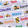 INDIGOS UG® Etichette adesive personalizzate per vestiti e altri articoli - 35x10mm - Sito di costruzione - Azzurro - Abbigliamento - scuola e asilo - per penne, astucci, magliette - bambini