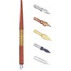XIAOYU Set di portapenne obliquo per calligrafia in legno, con 5 pennini, in legno rosso