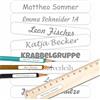 INDIGOS UG Namensaufkleber Kinder Schule 51x7mm - weiß - Namensschilder selbst gestalten mit Namen für Schulsachen - individuell personalisiert - wasserfest für die Spülmaschine - 150 Sticker