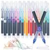 AUAUY 24 Pz Penne Gel, 0.5MM Penna Roller ad Asciugatura Rapida, 12 Colori | Inchiostro Liquido Scorrevole, Penne Gel Multicolore, per Casa, Ufficio, Scuola