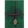 Thboxes Taccuino formato A5, vintage, in pelle PU, con 160 pagine, ricaricabile, verde