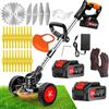 Tucssarg Decespugliatore elettrico senza fili, taglio bordo 2 batterie 21 V e caricatore dimensioni manico telescopico, ruote rimovibili regolabili,leggero a basso rumore per il taglio del giardino, prati
